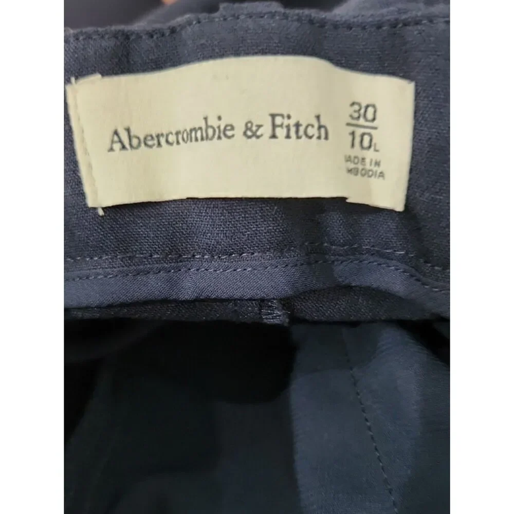 NWT Abercrombie & Fitch High Rise Sloane Tailored Wide Leg Pants, Navy, 30/10L - Picture 4 of 10